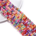 Macro shot of colorful irregular natural shell beads for DIY jewelry making and necklaces - Approx. 100 Pieces/Pack (7-8mm) / Dark Mixed Color