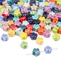 Star-shaped glazed ceramic beads in mixed colors for DIY jewelry and necklace making - 11mm Thick Five-Pointed Star Multicolor (10 Pieces/Pack) (BCD007)