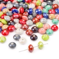 Mixed color flat round ceramic beads with large holes for DIY jewelry making - 12x7mm Abacus Bead Multicolor (10 Pieces/Pack) (BCD007)