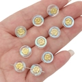 Detalle de cuentas de vidrio aurora con girasol dorado para creación de joyas DIY - Cuenta Redonda Patrón de Girasol / 11mm (5 Unidades/Paquete) / Blanco