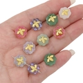 Detail of flower-shaped beads with gold bee accents for DIY jewelry making - Flower Shape Bee Pattern / 12mm (10 Pieces/Pack) / Multicolor