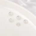 Cinque copriperla argentati a forma di fiore per gioielli fai da te e braccialetti - Stile Petalo 1 (FGT255) / 10 Pezzi/Confezione (Apertura 1mm) / Argento