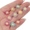 Handheld transparent colorful glass beads with gold sunflower inlay for DIY jewelry - Round Bead Sunflower Pattern / 11mm (10 Pieces/Pack) / Multicolor