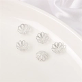 Cinque copriperla a fiore in argento placcato oro 14K per la creazione di gioielli DIY - Stile Petalo 2 / 10 Pezzi/Confezione (Apertura 1mm) / Argento