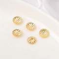 Set di 5 coppette per perline a fiore dorato per gioielli fai-da-te placcati oro 14K - Stile Petalo 4 / 10 Pezzi/Confezione (Apertura 1mm) / Placcato Oro 14K