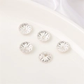 Cinque pezzi di copriperle a forma di fiore argentato per creazione di gioielli fai-da-te - Stile Petalo 4 / 10 Pezzi/Confezione (Apertura 1mm) / Argento