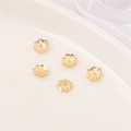 Accessori per gioielli fai da te: copriperle a forma di fiore in oro 14K per bracciali - Stile Petalo 5 / 10 Pezzi/Confezione (Apertura 1mm) / Placcato Oro 14K