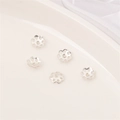 Accessori gioielli copriperla a fiore placcati oro 14K argento lucido per perline DIY - Stile Petalo 5 / 10 Pezzi/Confezione (Apertura 1mm) / Argento