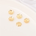 Copriperle a fiore placcati in oro 14K per la creazione di gioielli bracciali e collane - Stile Petalo 6 / 10 Pezzi/Confezione (Apertura 1mm) / Placcato Oro 14K