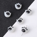 10mm resin cat paw charm bead with white and black finish for DIY jewelry handmade crafts - Small / Black