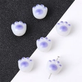 White resin cat paw beads with purple paw pads for DIY handmade jewelry bracelets - Small / Purple