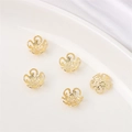 Cinque copriperle a forma di fiore placcati in oro 14K per gioielli e bracciali fai-da-te - Stile Petalo 10 / 10 Pezzi/Confezione (Apertura 1mm) / Placcato Oro 14K