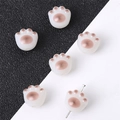 10mm resin cat paw charm with pink pad and white translucent faux jade finish - Small / Brown