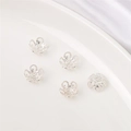 Copriperle a fiore in argento lucido per gioielli fai da te con design a petali cavi - Stile Petalo 10 / 10 Pezzi/Confezione (Apertura 1mm) / Argento