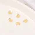 Set di 5 coppette copriperla a fiore placcate oro 14K con design traforato per gioielli - Stile Petalo 11 / 10 Pezzi/Confezione (Apertura 1mm) / Placcato Oro 14K
