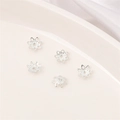 Cinque copriperle a forma di fiore d'argento placcato oro 14K per gioielli fai-da-te - Stile Petalo 11 / 10 Pezzi/Confezione (Apertura 1mm) / Argento