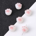 Perles griffe de chat 10mm en résine blanche et rose pour création de bijoux DIY à la main - Rose