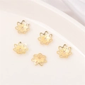 Copriperla a fiore a otto petali placcato oro 14K per creazione di gioielli fai-da-te - Stile Petalo 12 / 10 Pezzi/Confezione (Apertura 1mm) / Placcato Oro 14K