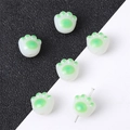 Perles en résine patte de chat 10mm crème avec coussinets verts pour bijoux DIY - Vert