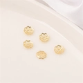 Cinque pezzi di copriperla a fiore in oro 14K per accessori per la creazione di gioielli - Stile Petalo 13 / 10 Pezzi/Confezione (Apertura 1mm) / Placcato Oro 14K