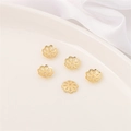 Set di 5 copriperle a fiore dorati per la creazione di gioielli fai da te e collane - Stile Petalo 14 / 10 Pezzi/Confezione (Apertura 1mm) / Placcato Oro 14K