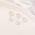 Cinque copriperla a fiore cavo in argento 14K Gold Filled per creazione gioielli DIY - Stile Petalo 14 / 10 Pezzi/Confezione (Apertura 1mm) / Argento