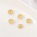 Accessori per gioielli fai-da-te: cinque coppette dorate a petalo per braccialetti - Stile Petalo 15 / 10 Pezzi/Confezione (Apertura 1mm) / Placcato Oro 14K