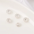 Set di cinque coppette per perle traforate argento placcato oro 14K per gioielli fai-da-te - Stile Petalo 15 / 10 Pezzi/Confezione (Apertura 1mm) / Argento