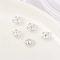 Cinque copriperle a fiore traforato argento placcato oro 14K per creazione di gioielli - Stile Petalo 17 / 10 Pezzi/Confezione (Apertura 1mm) / Argento