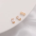 14K gold-plated rectangular zircon pendant with double loops for DIY jewelry making - Double Bail / 4x10mm (2 Pieces/Pack) / Clear