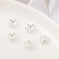 Copriperle a fiore in argento per gioielli fai da te a forma di corona in metallo - Stile Petalo 19 / 10 Pezzi/Confezione (Apertura 1mm) / Argento