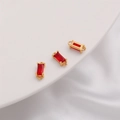 14K gold-filled rectangular red zircon double-loop connectors for DIY jewelry making - Double Bail / 4x10mm (2 Pieces/Pack) / Red