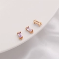 Ciondolo rettangolare in zircone viola chiaro placcato oro 14K con doppi anelli di aggancio - Doppio gancio / 4x10mm (Confezione da 2) / Violetto