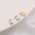 Ciondoli rettangolari in zircone placcati oro 14K con anelli per gioielli DIY - Gancio singolo / 4x8mm (Confezione da 2) / Trasparente