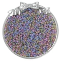 Macro detail of colorful 2mm seed beads in a silver tray for DIY jewelry making - 10g/Pack (Approx. 300 pcs) / Macaron Color