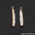 Baroque natural freshwater pearl pendants with gold plated edges for DIY jewelry, 20-30mm - Long Bar Style (Pendant Only) / 20-30mm (1 Piece)