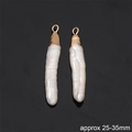 Set of two long Baroque freshwater pearl pendants with gold caps for DIY jewelry - Long Bar Style (Pendant Only) / 25-35mm (1 Piece)