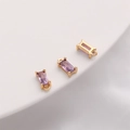 Ciondoli rettangolari in zircone viola placcati oro 14K per bracciali fatti a mano - Gancio singolo / 4x8mm (Confezione da 2) / Viola