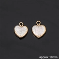 Golden heart pendant with iridescent pearl inlay for DIY jewelry making 10mm set - Peach Heart Style (Pendant Only (Without Chain)) / 10mm (1 Piece)