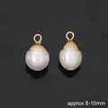 Ciondoli perle d'acqua dolce 8-10mm con cappucci dorati per creazione gioielli fai-da-te - Stile Perla Rotonda (Solo Ciondolo) / 8-10mm (1 pezzo)