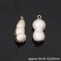Pendenti in perle barocche a forma di arachide con finitura dorata su sfondo nero - Stile Baccello di Pisello (Solo Ciondolo) / 9x18-12x25mm (1 pezzo)