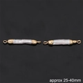 Connettore dorato con motivo in marmo bianco per la creazione di gioielli fai da te - Stile Barra Lunga / 25-40mm (1 pezzo)