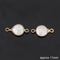 Ciondolo a cuore in perla d'acqua dolce naturale con doppio anello dorato per fai-da-te - Stile Goccia d'Acqua Doppio Anello / 11mm (1 Pezzo/Confezione)