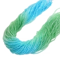Faceted 2mm crystal beads string in light blue and grass green gradient for jewelry making - Teal