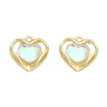 Y2K gold alloy heart pendants with iridescent opal-style inlay for jewelry making - Heart Gold White Rhinestone