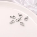 Set of 6 silver stainless steel lobster clasps for jewelry making DIY projects - 7x12mm Lobster Clasp (5 Pieces/Pack)