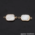 Connettore perla barocca irregolare dorata per creazione gioielli DIY 12x25mm - Stile Piastra Quadrata Media Doppio Anello / 12x25mm (1 pezzo)