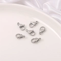 Set of six silver stainless steel lobster clasps for DIY jewelry making and bracelet repairs - 8x13mm Lobster Clasp (5 Pieces/Pack)