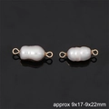 Pendenti in perle d'acqua dolce barocche con doppi anelli dorati per gioielli fai da te - Stile Zucca Doppio Anello / 9x17-9x22mm (1 pezzo)