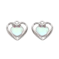 Y2K iridescent heart charms in silver metal frames for DIY jewelry making sets - Heart Silver White Rhinestone